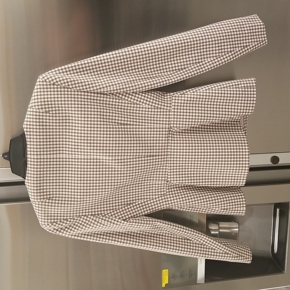 💕THEORY💕 Check Zip-Front Sculptured Jacket Grid Street Ivory Checker Print NWT - Picture 13 of 16